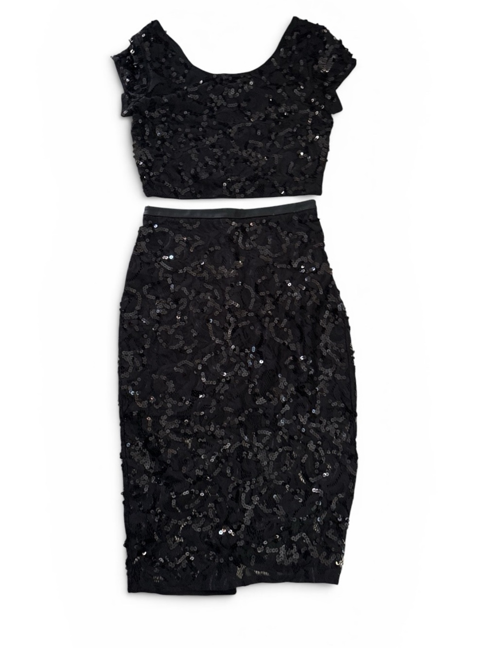 Express Black Sequin Lace Detail Skirt